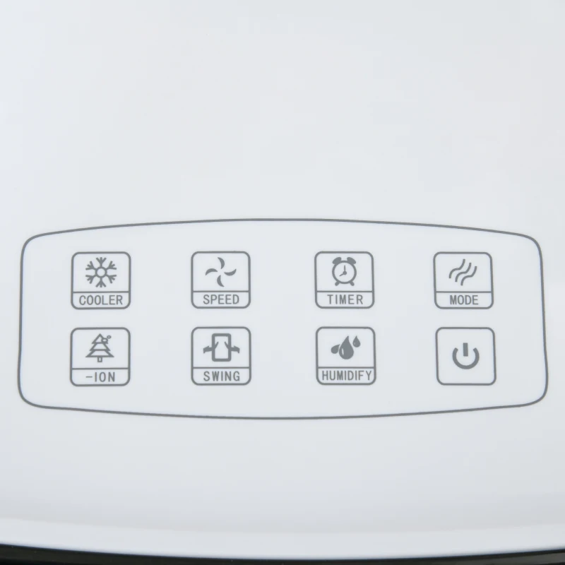 HOMCOM Portable Air Cooler, Evaporative Anion Ice Cooling Fan Water Conditioner Humidifier Unit with 10L Water Tank, 3 Modes, 3 Speed, Remote, Timer, Oscillating for Home Quiet Bedroom, White