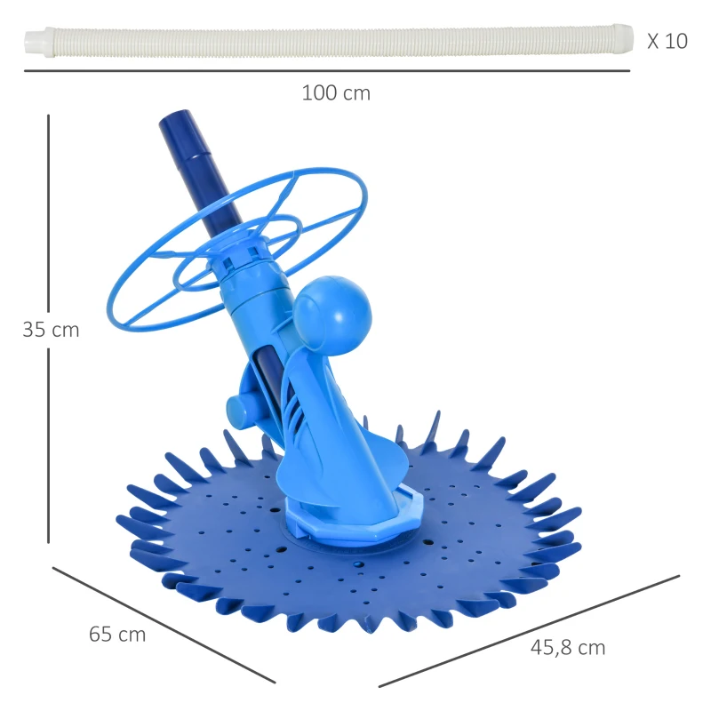 Outsunny Nettoyeur aspirateur Piscine - Robot de Piscine hydraulique Automatique - branchement Pompe 370-1100 W Max. - ABS TPU Bleu
