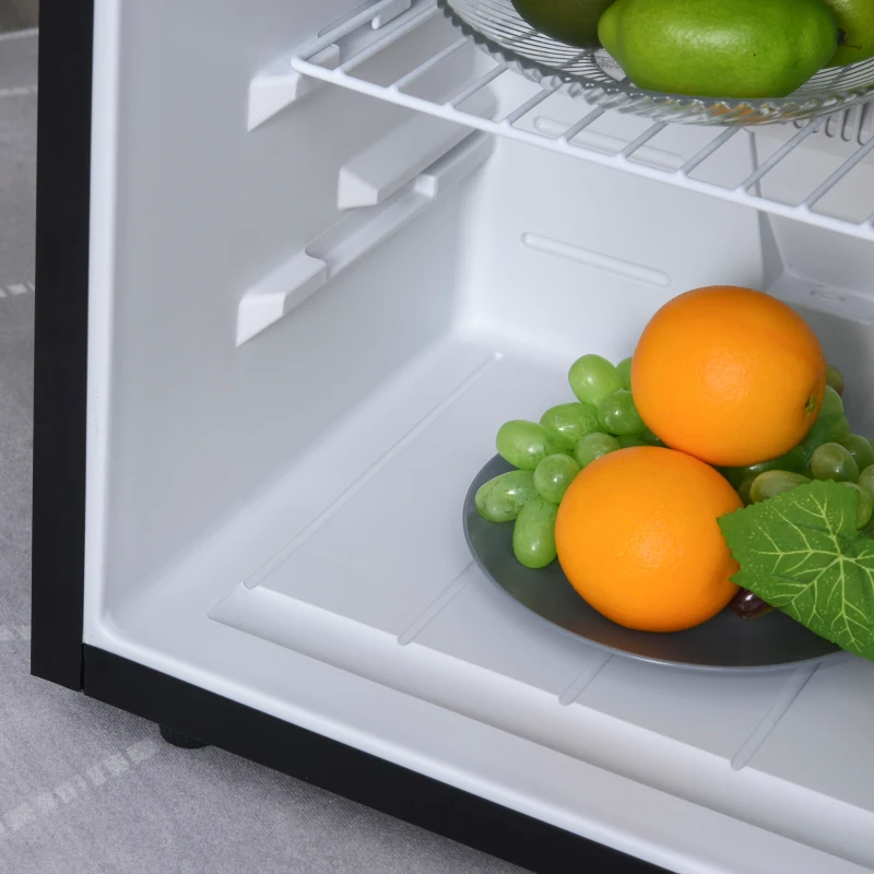 HOMCOM Freestanding Beverage Fridge and Cooler with Movable Chrome Rack Extra Storage Shelf, Hold up to 40 Cans, for Beer Soda Water Cola, Home Office, Black and Silver