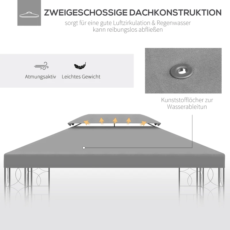 Outsunny vervangende luifel voor tuinhuisjes lichtgrijs