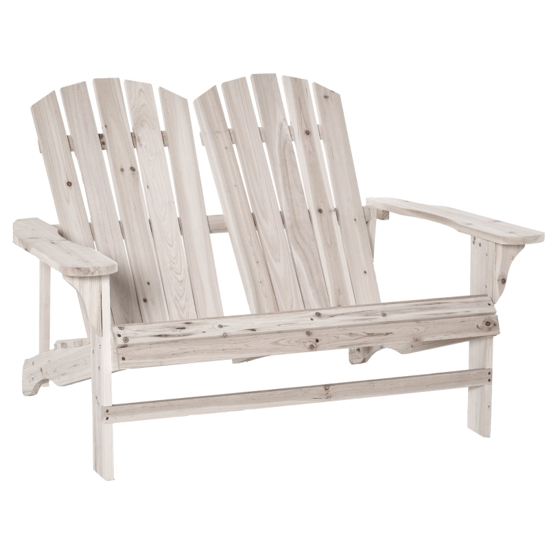Banc de jardin 2 places design Adirondack pin lasuré