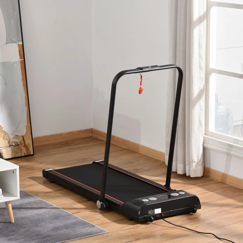 HOMCOM Tapis de marche électrique pliable vitesse jusqu'à 8 km/h puissance 500 W écran LED silencieux télécommande bluetooth intégré pour maison bureau acier noir