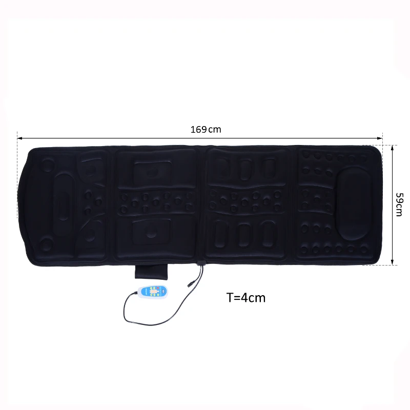 Homcom Matelas Coussin de Massage Relaxation Noir avec Fonction chauffante et télécommande