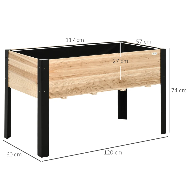 Outsunny verhoogd bed 120cm x 60cm x 74cm