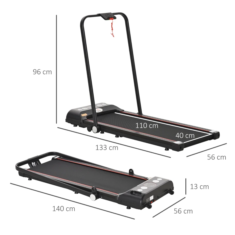 HOMCOM Tapis de marche électrique pliable vitesse jusqu'à 8 km/h puissance 500 W écran LED silencieux télécommande bluetooth intégré pour maison bureau acier noir
