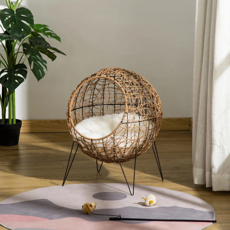 PawHut rotan kattenmand 45cm x 45cm x 57cm