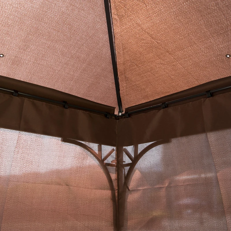 Outsunny® luxe paviljoen partytent tuinpaviljoen feesttent tuintent bruin 3 x 3 m