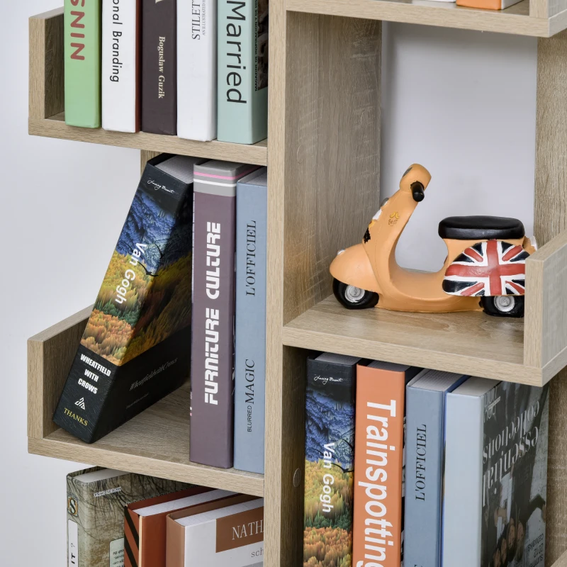 HOMCOM Hoekboekenkast met 10 vakken en schuiflade vrijstaande stelling E1-spaanplaat