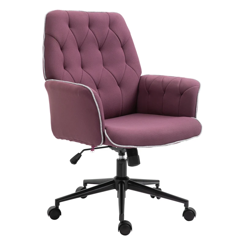 Vinsetto Office Desk Chair, Spandex Fabric Vanity Chair with Adjustable Height, Armrest, Swivel Chair for Home, Purple