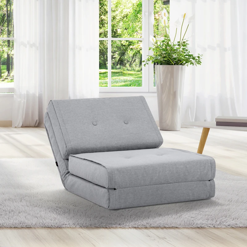HOMCOM Bodensofa klappbar Schlafsessel Bodenstuhl 5-stuhfig verstellbar Klappsessel Schlafsofa Sofabett Einzelsofa Grau 61 x 73 x 58 cm