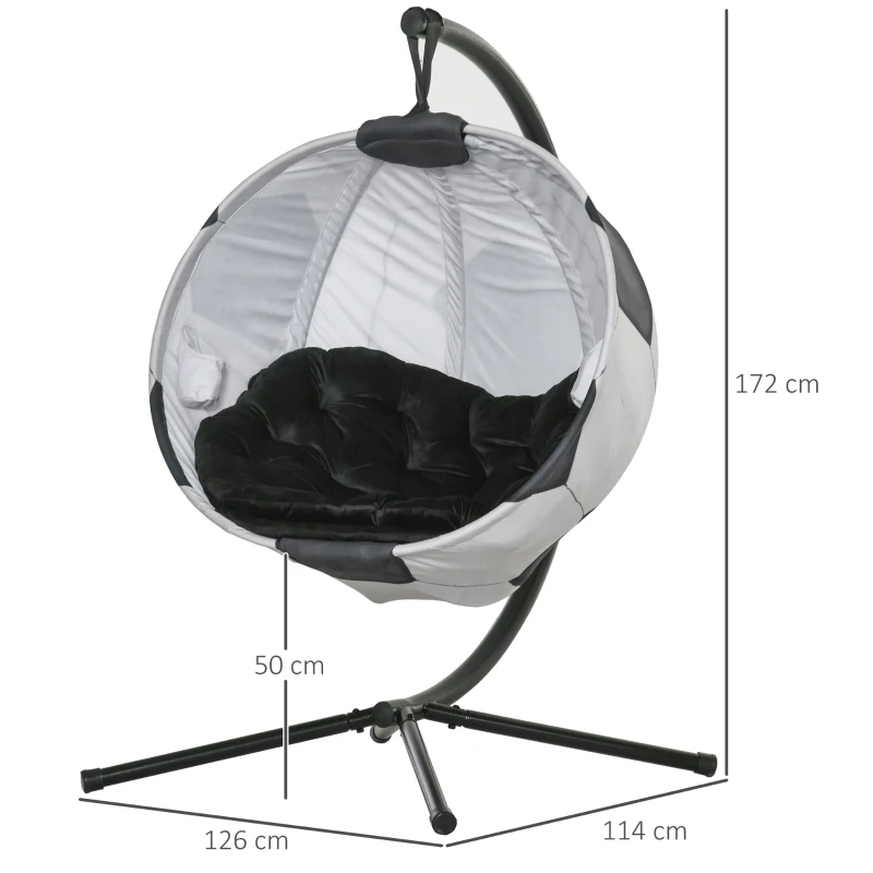 Outsunny opvouwbare hangstoel voetbal design 126 x 114 x 172 cm