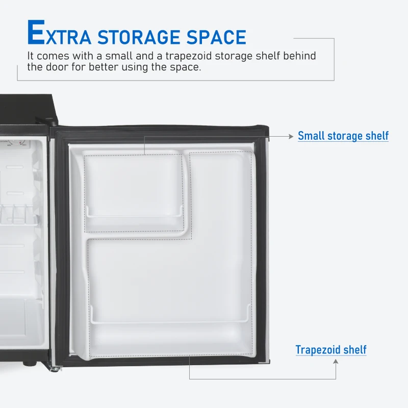 HOMCOM Freestanding Beverage Fridge and Cooler with Movable Chrome Rack Extra Storage Shelf, Hold up to 40 Cans, for Beer Soda Water Cola, Home Office, Black and Silver
