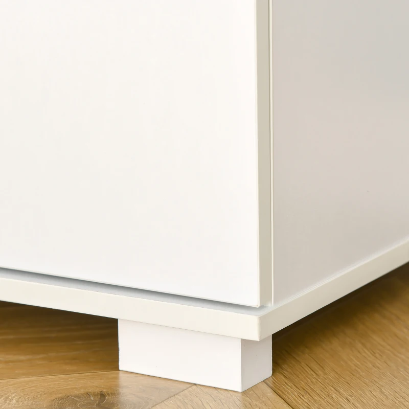 HOMCOM Modern Storage Cabinet Home Organisation Aluminium Handles 2 Cabinet 2 Drawer w/ 6 Feet White