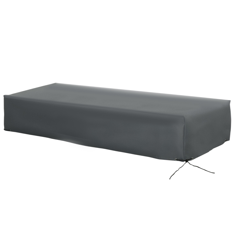 Outsunny 200x73cm Outdoor Garden Rattan Furniture Protective Cover Water UV Resistant Grey