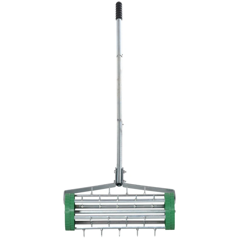 Outsunny Garden Rolling Lawn Aerator Heavy Duty Steel Grass Roller w/ Adjustable Handle(m-11)