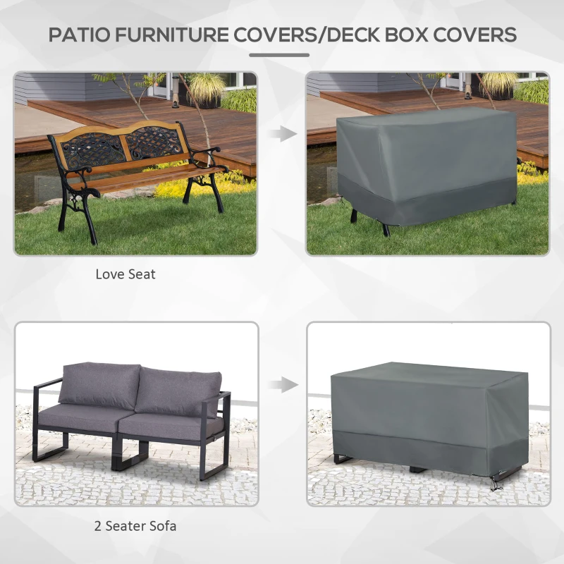 Outsunny Rectangular Patio Garden Furniture Cover Waterproof for 3 Seater Sofa Bistro Set, UV Resistant Protection 600D Oxford Fabric Rattan Lounge Clean Cover, 127 x 72 x 76cm, Grey