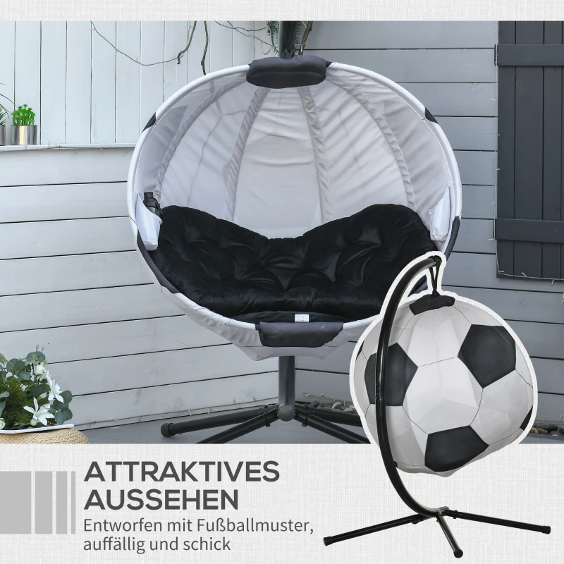 Outsunny opvouwbare hangstoel voetbal design 126 x 114 x 172 cm