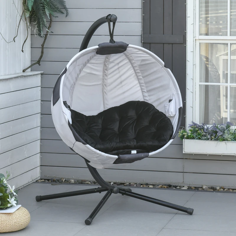 Outsunny opvouwbare hangstoel voetbal design 126 x 114 x 172 cm