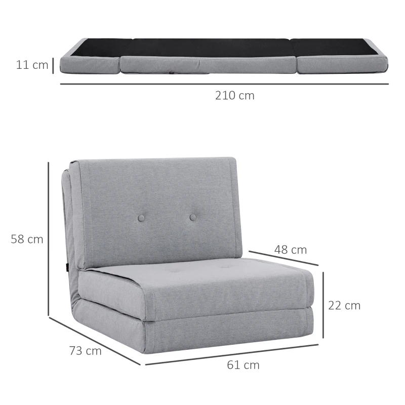 HOMCOM Bodensofa klappbar Schlafsessel Bodenstuhl 5-stuhfig verstellbar Klappsessel Schlafsofa Sofabett Einzelsofa Grau 61 x 73 x 58 cm