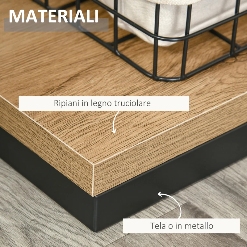 HOMCOM Libreria Moderna 5 Ripiani Asimmetrici in Stile Industriale, Legno Truciolare e Metallo, 80x39x179.5cm, Marrone