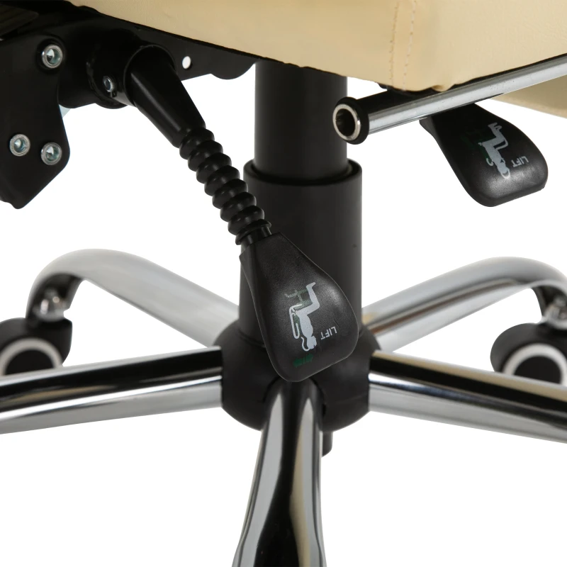 HOMCOM Poltrona Presidenziale in Similpelle Bianca, Sedia da Ufficio Regolabile con Schienale Reclinabile 145° e Poggiapiedi