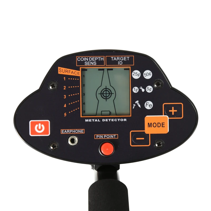 Outsunny Metal Detector Professionale, Regolabile e Impermeabile con Display LED, 23x22x114-135cm