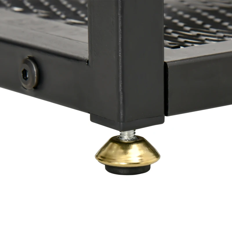 HOMCOM Tavolo Consolle in Stile Industriale, Struttura in Metallo, Legno e Vetro, 108x28x85cm, Marrone