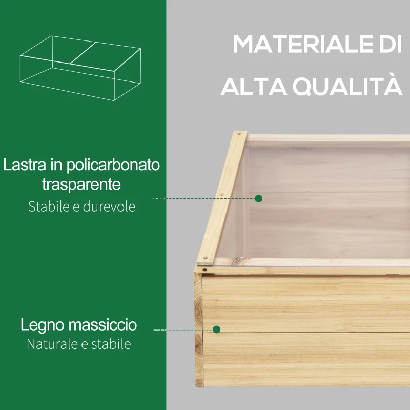 Outsunny Serra da Giardino e Fioriera per Balcone in Legno di Abete Naturale, 100x50x35cm