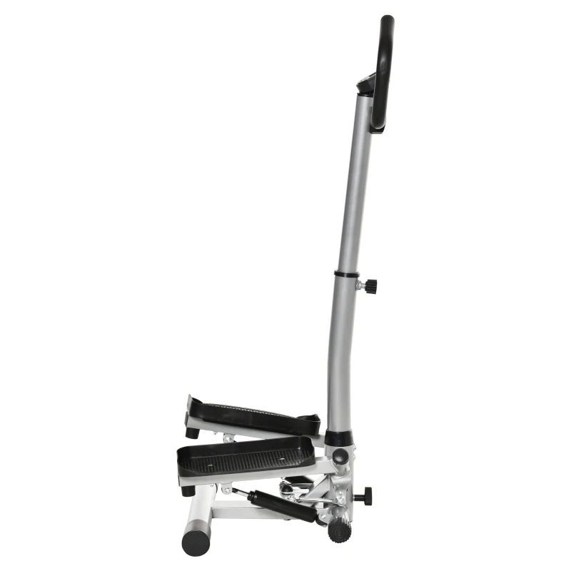 HOMCOM Stepper con Monitor LCD, Manubrio Regolabile ed Elastici, in Acciaio e ABS, 55x53x118-128 cm, Nero e Argento