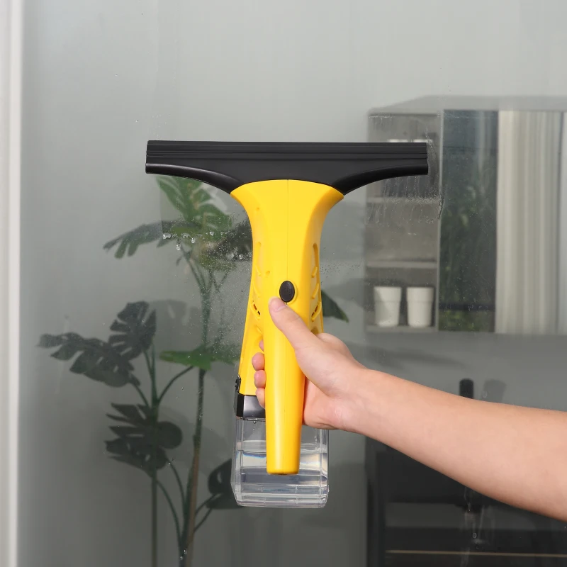 HOMCOM Lavavetri Elettrico Aspiragocce con Batteria Ricaricabile e Serbatoio Rimovibile, 19.5x12.5x33cm, Giallo