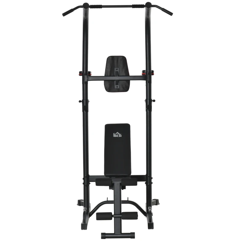 HOMCOM Stazione Fitness con Panca Multifunzione Regolabile e Pieghevole, 187x110x220cm, Nero e Rosso