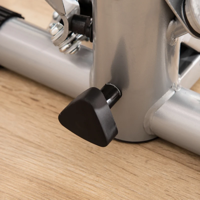 HOMCOM Stepper con Monitor LCD, Manubrio Regolabile ed Elastici, in Acciaio e ABS, 55x53x118-128 cm, Nero e Argento