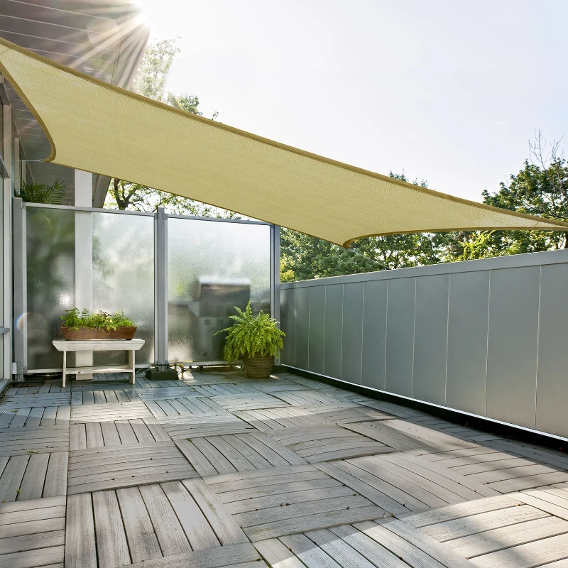 Outsunny Sonnensegel Sonnendach Sonnenschutz Rechtecke HDPE Sandfarbig 3 x 3 m