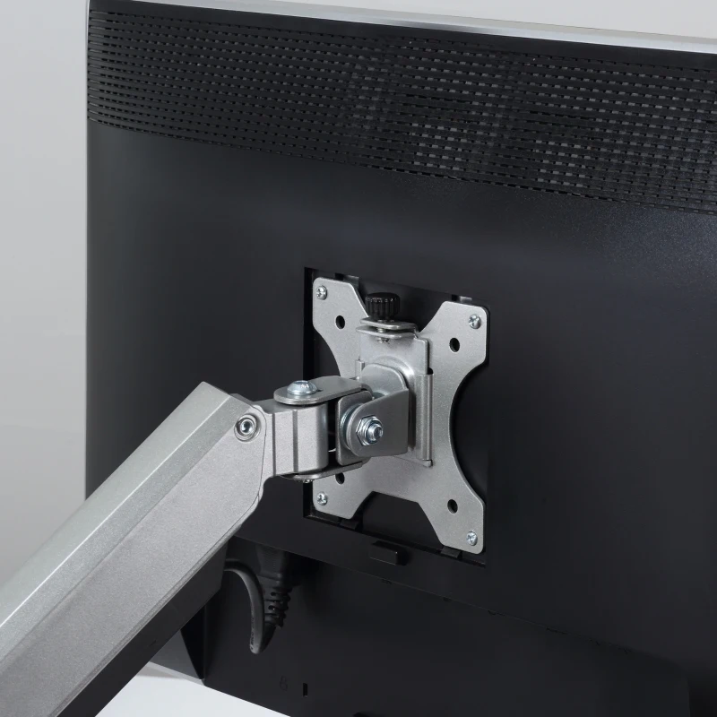 Vinsetto Soporte Monitor Doble para Pantallas LED LCD de 13-32 Pulgadas VESA 75/100 mm con Brazo Ajustable y Giratorio 360° de Aluminio 2 Opciones de Montaje 93x11x47 cm Plata