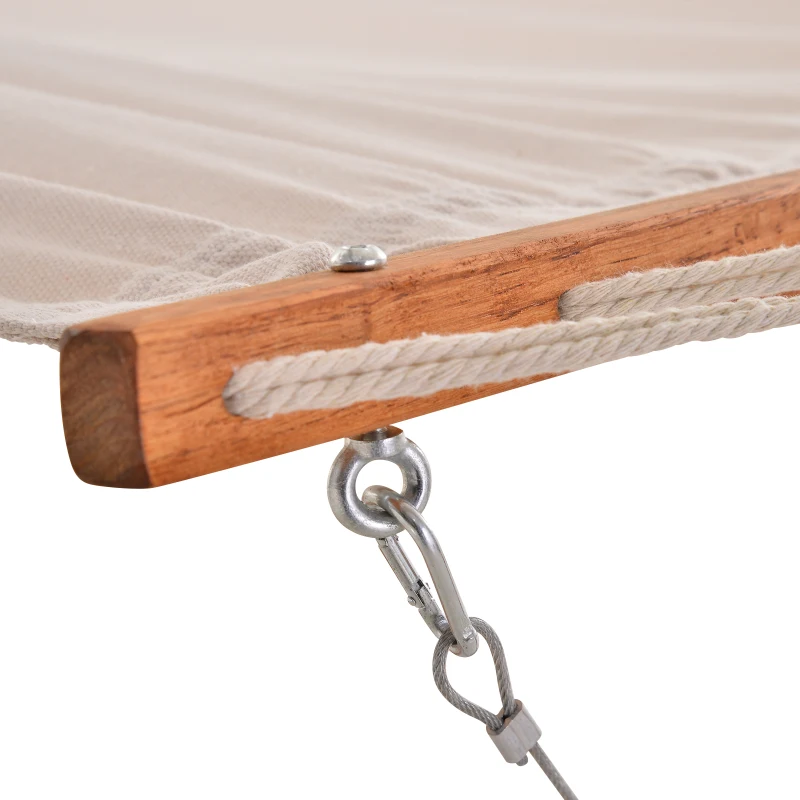 HOMCOM Hamac de Jardin avec Support en Bois hamac sur Pied 1 Personne 3,92L x 1,2l x 1,1H m Coloris crème Marron