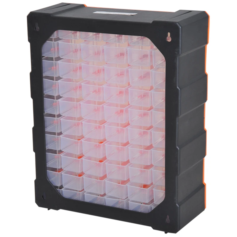 DURHAND® SKRZYNKA ASORTYMENTOWA PRZECHOWYWANIE MAŁYCH CZĘŚCI 60 WYSUWANYCH SZUFLAD pomarańczowa