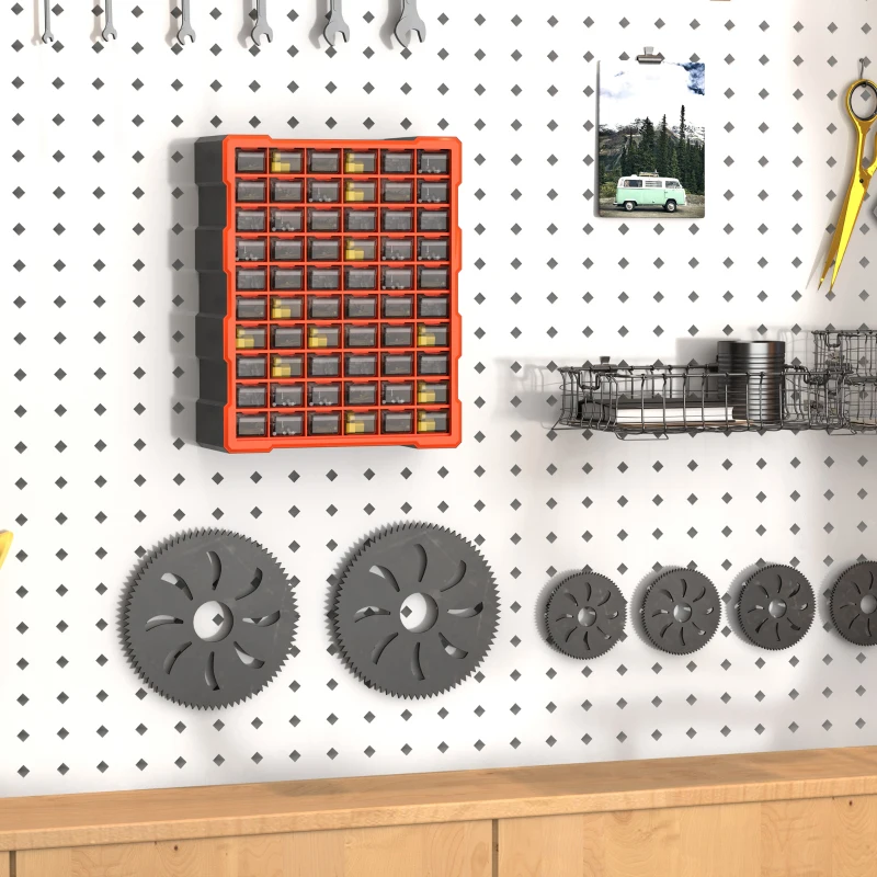 DURHAND® SKRZYNKA ASORTYMENTOWA PRZECHOWYWANIE MAŁYCH CZĘŚCI 60 WYSUWANYCH SZUFLAD pomarańczowa