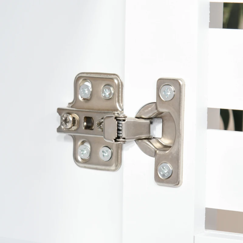 HOMCOM Armario Auxiliar con Puerta de Diseño Persiana Balda Ajustable y Estante Inferior Moderno Minimalista para Cocina Baño Salón 76x30x81 cm Blanco