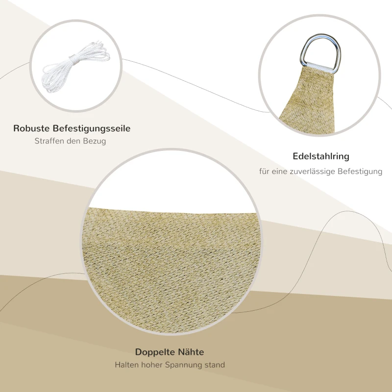 Outsunny Sonnensegel Sonnendach Sonnenschutz Rechtecke HDPE Sandfarbig 3 x 3 m