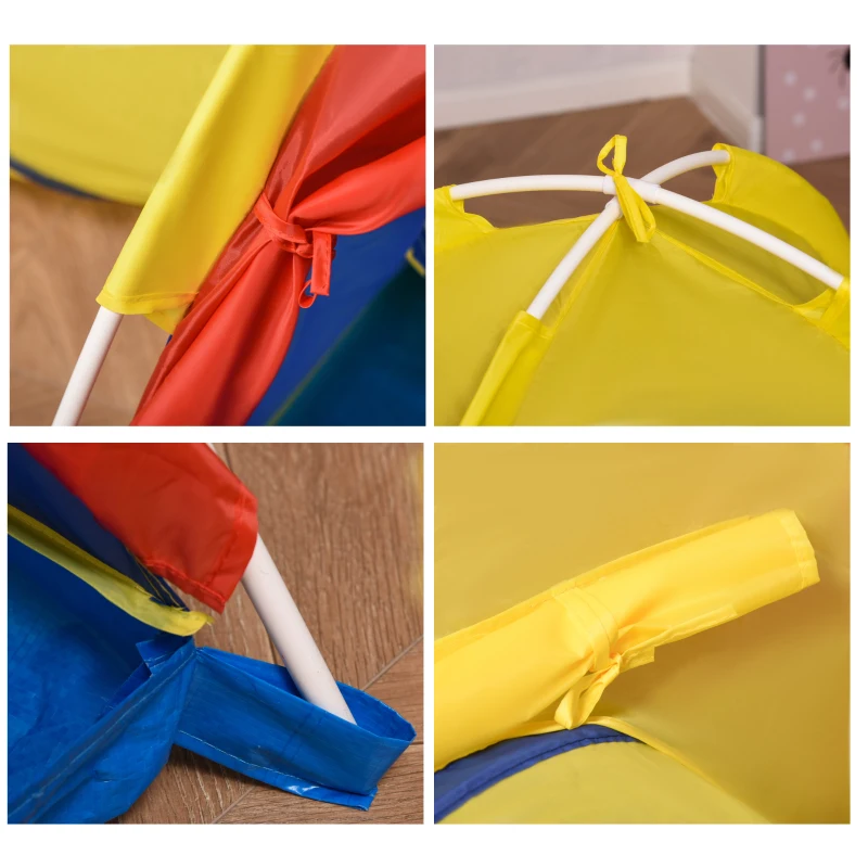 HOMCOM Spielzelt Kinderzelt Babyzelt mit krabbeltunnel Fenster Spielhaus mit Tragetasche für 3-8 Jahre alt 170T Polyester 360 x 120 x 132 cm