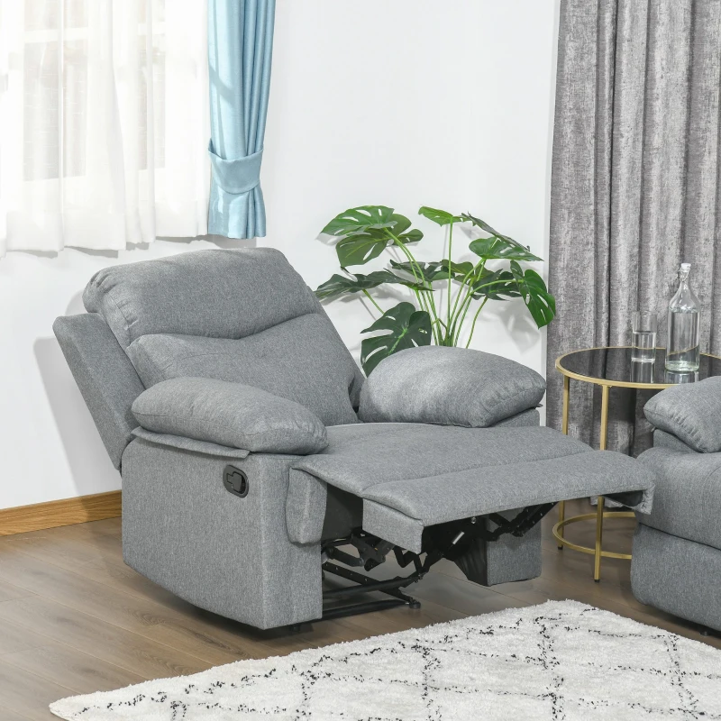 HOMCOM Fernsehsessel TV Sessel Relaxsessel Liegesessel 150°-Liegefunktion Leinen dunkelgrau