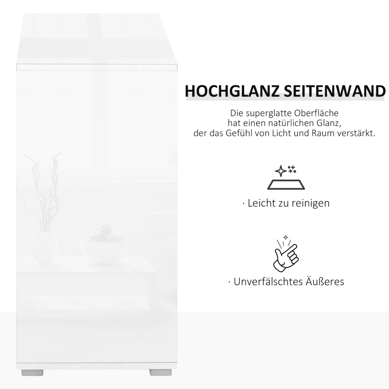 HOMCOM szafka stojąca szafka do przechowywania szafka wielofunkcyjna szafka na dokumenty komoda 2 szuflady 2 drzwi płyta wiórowa E1 wysoki połysk kolor biały + jasnoszary 79 x 36 x 74 cm