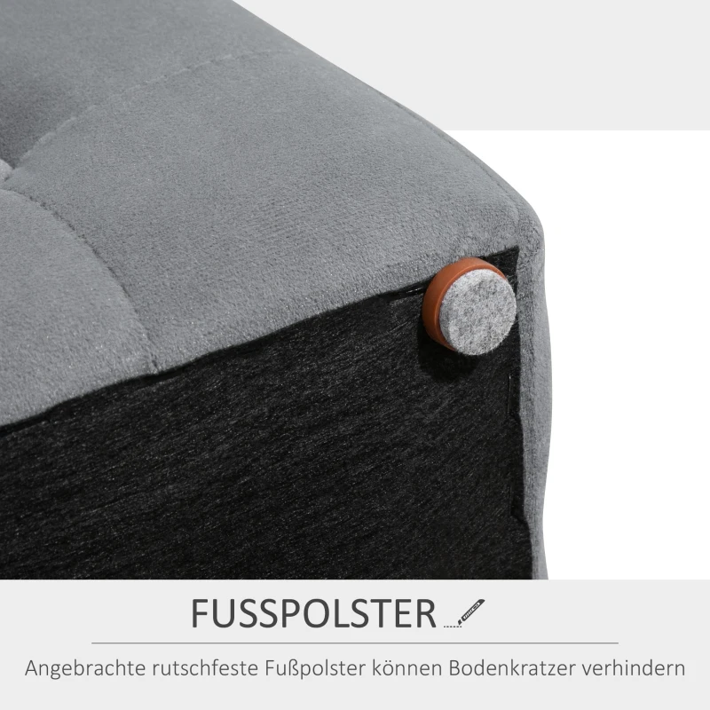 HOMCOM 3-delige bank met opbergruimte 2 x poef stoffering poef zitbank opbergbox voetenbank opvouwbaar belastbaar tot 130 kg microfiber schuim materiaal op houtbasis lichtgrijs 75x40x42 cm