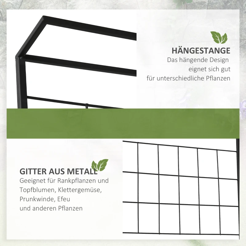 Outsunny stojak na rośliny z 3 stopniami i kratą, metal, czarny, 60 x 53,5 x 159,5 cm