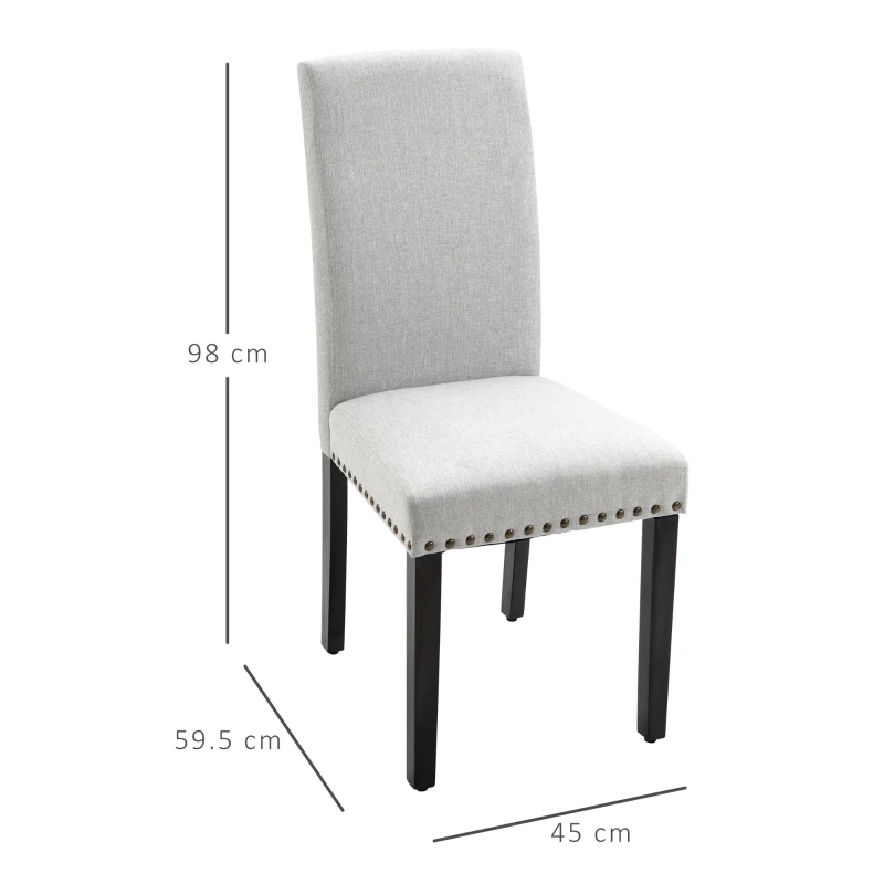HOMCOM Sedia Imbottita per Tavolo da Pranzo o Cucina, Senza Braccioli, in Lino Grigio Chiaro, 45x59.5x98cm