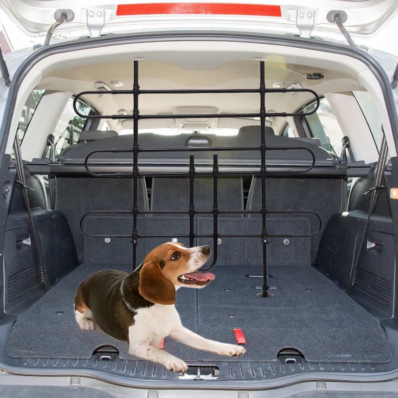 PawHut Grille de séparation extensible voiture barrière de sécurité barre réglable pour chien noir