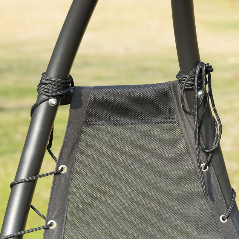 Outsunny Sezlong Suspendat Relax Chaise Longue de Lux cu Acoperis, Gri 190L×115L×190Hcm