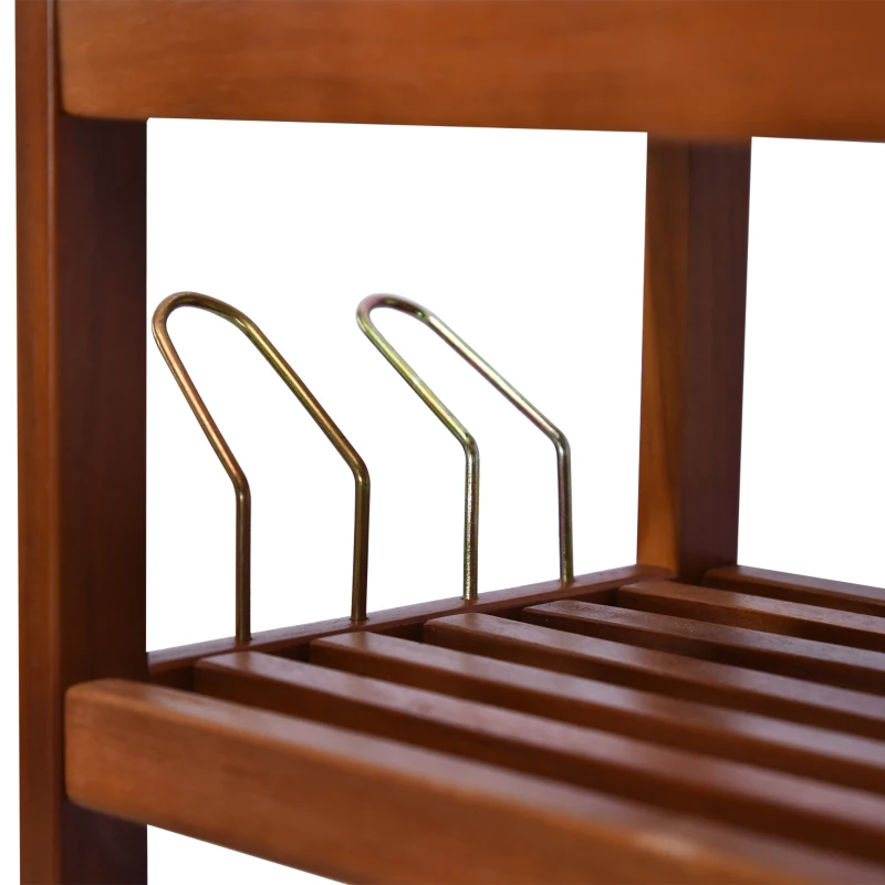 HOMCOM 5-Tier Shoe Rack, Acacia Wooden Shoe Storage Organiser with Hangers, Holds up to 24 Pairs, for Entryway, Living Room, 84 x 26 x 82 cm, Teak