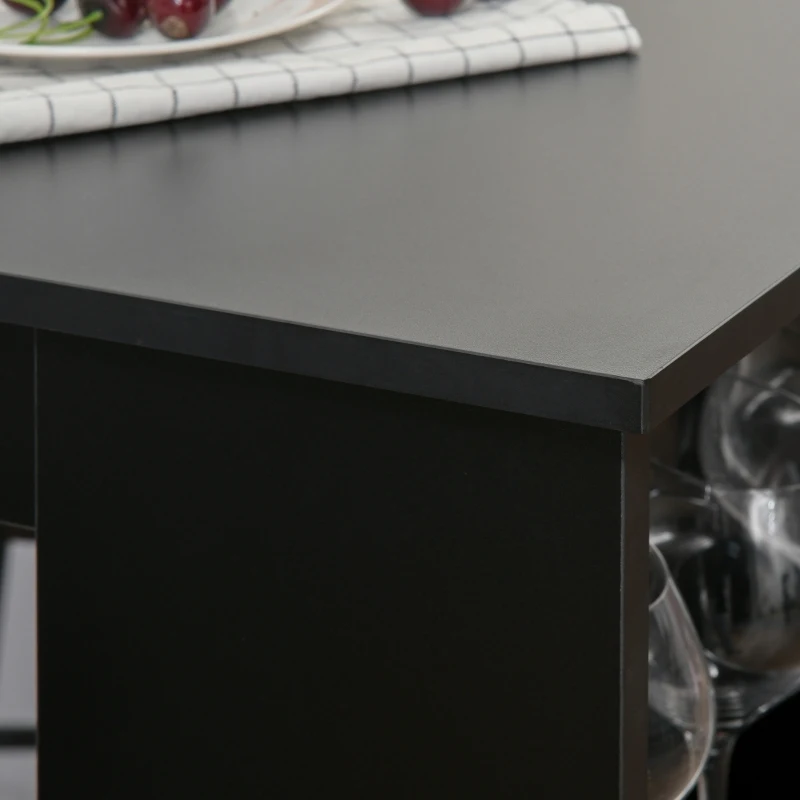 Stół barowy biurko stół kuchenny z 3 półkami płyta wiórowa czarny