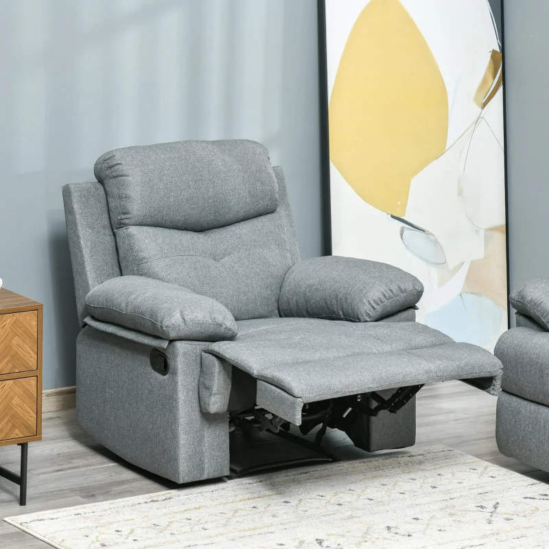 HOMCOM Fernsehsessel TV Sessel Relaxsessel Liegesessel 150°-Liegefunktion Leinen dunkelgrau